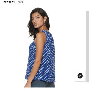NWT'S APT 9 Sleeveless Blouse Tank Top Size S Chiffon Top BLUE SEASTRIPE Womens